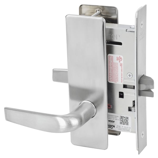 Passage or Closet Mortise Lock, CS Lever, M Escutcheon, Satin Stainless Steel